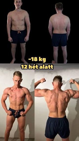 Kliens átalakulás: −18 kg · 12 hét