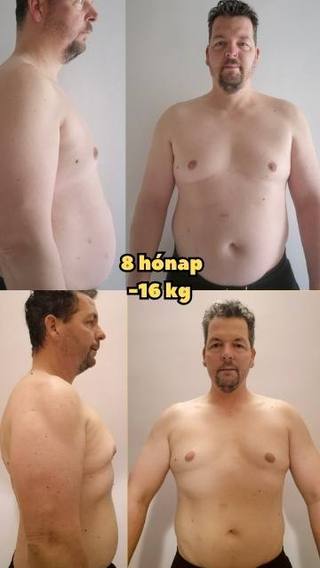 Kliens átalakulás: −16 kg · 8 hónap