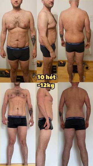 Kliens átalakulás: −12 kg · 10 hét
